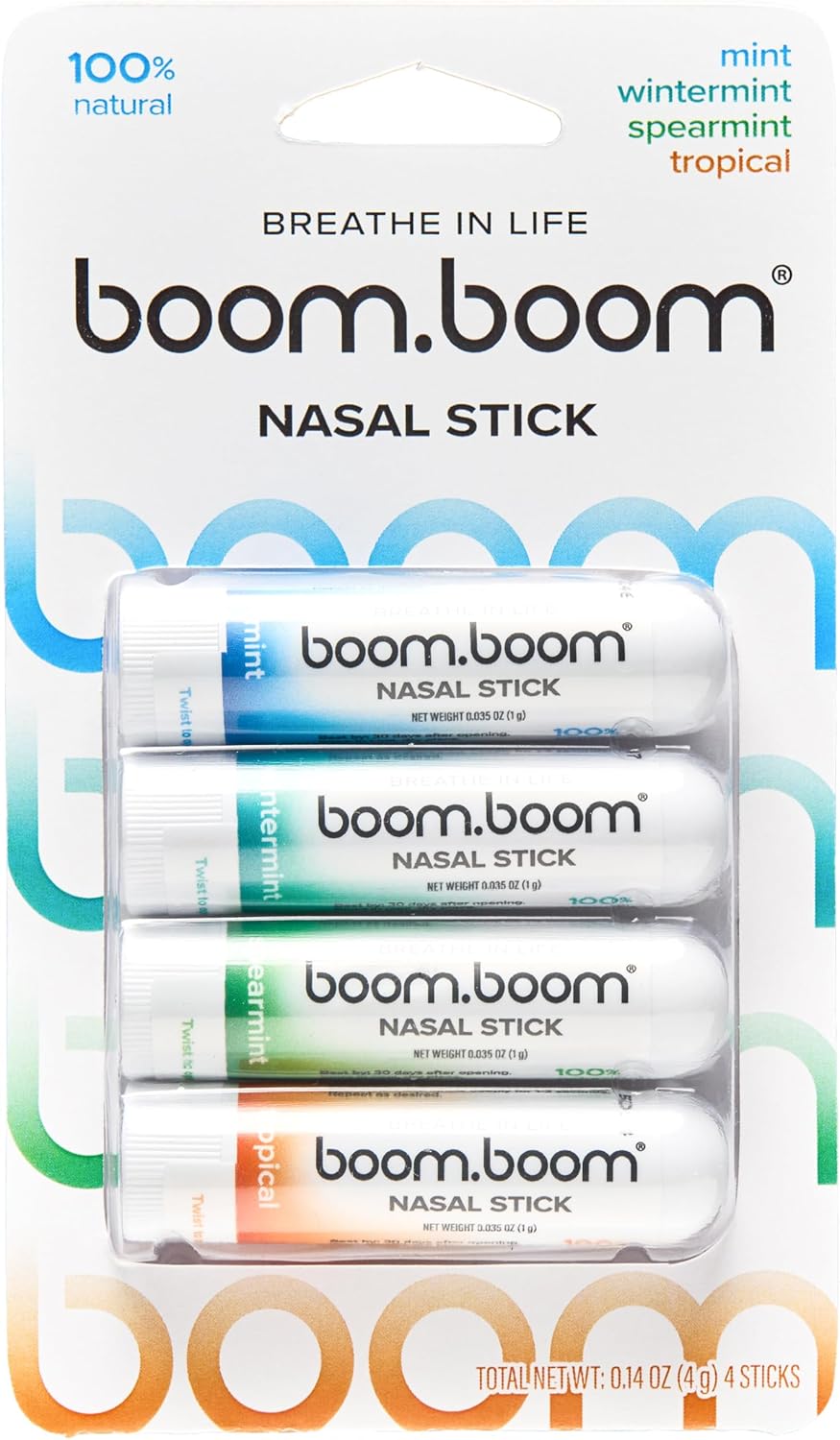 BoomBoom Nasal Stick Menthol Inhaler (Mint, Wintermint, Tropical, Spearmint)