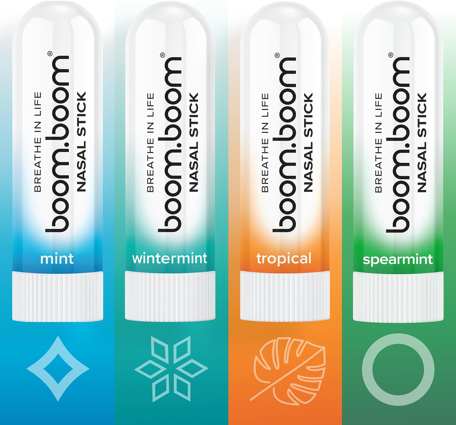 BoomBoom Nasal Stick Menthol Inhaler (Mint, Wintermint, Tropical, Spearmint)